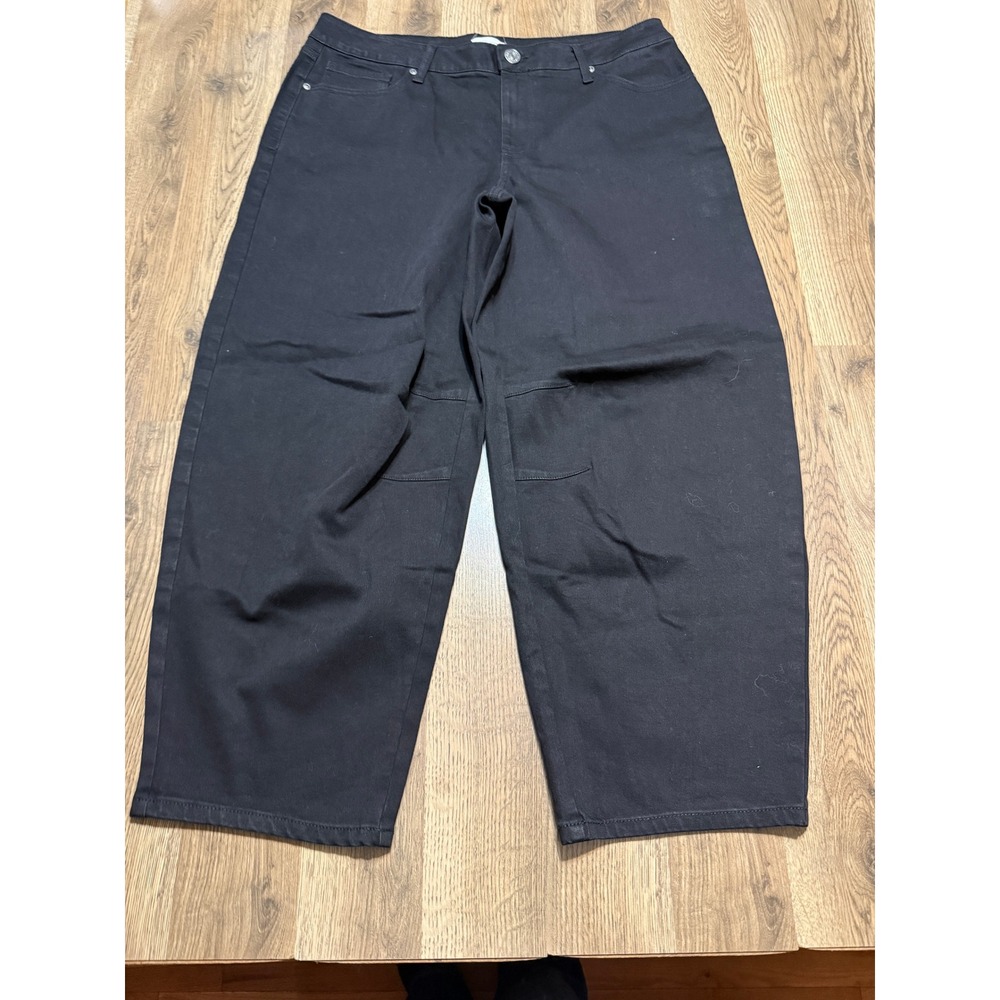Maurices Jeans Womens Size 16 Black High Rise Wide Leg Barrel Cropped Pants